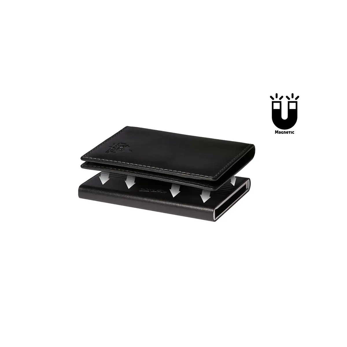 Porta-Cartões Metal e Carteira em Pele com Porta-Notas Anti-RFID