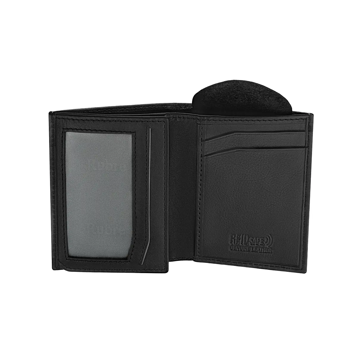 Carteira em Pele com Porta-moedas Secreto e Anti-RFID